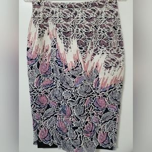 New Peter Pilotto Blue Axis Satin Embroidered Pencil Straight Skirt Size 4 US